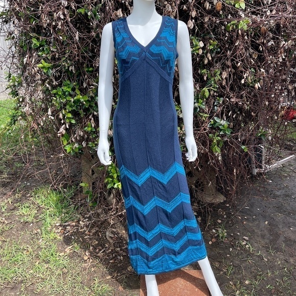Missoni For Target Chevron Navy Blue V Neck Maxi Dress - Picture 1 of 10